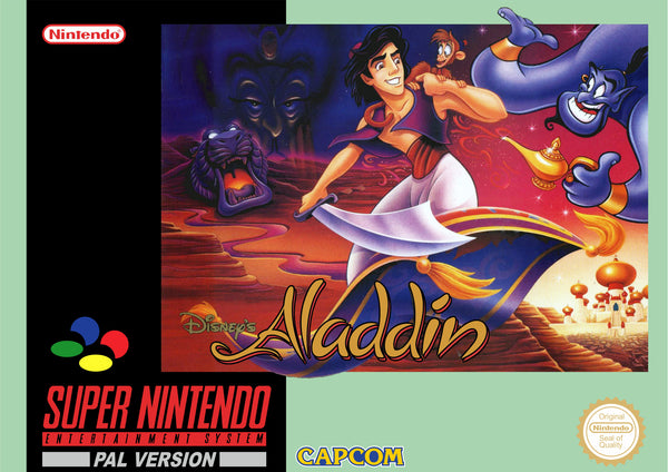 Aladdin SNES Super Nintendo Reproduction Box With Manual