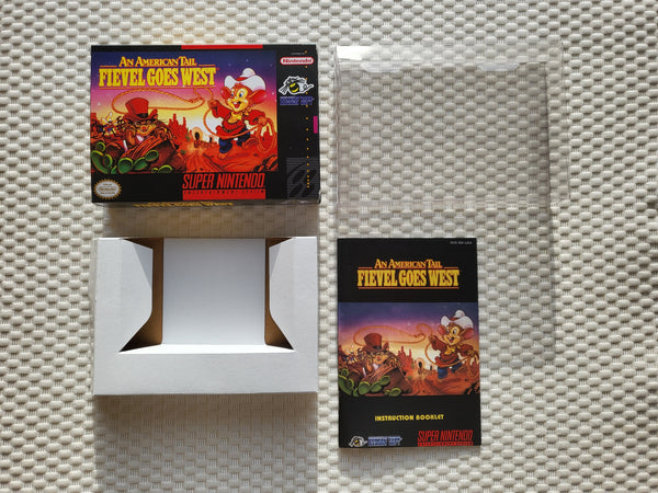 An American Tail Fievel Goest West SNES Reproduction Box With Manual - Top Quality Print And Material