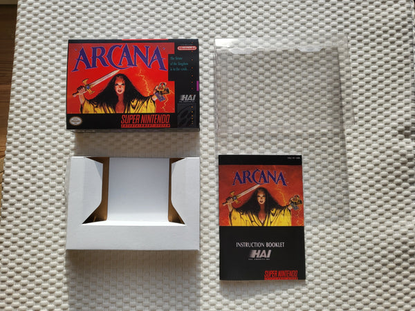 Arcana SNES Reproduction Box With Manual - Top Quality Print And Material