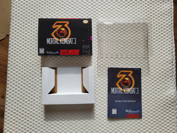 Mortal Kombat 3 SNES Reproduction Box With Manual - Top Quality Print And Material