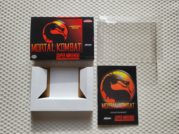 Mortal Kombat SNES Reproduction Box With Manual - Top Quality Print And Material