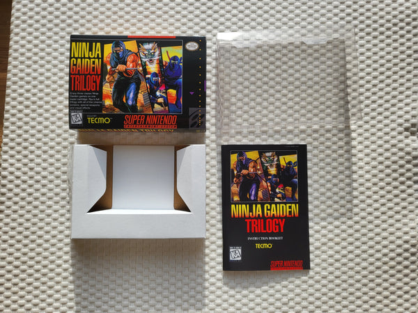 Ninja Gaiden Trilogy SNES Reproduction Box With Manual - Top Quality Print And Material