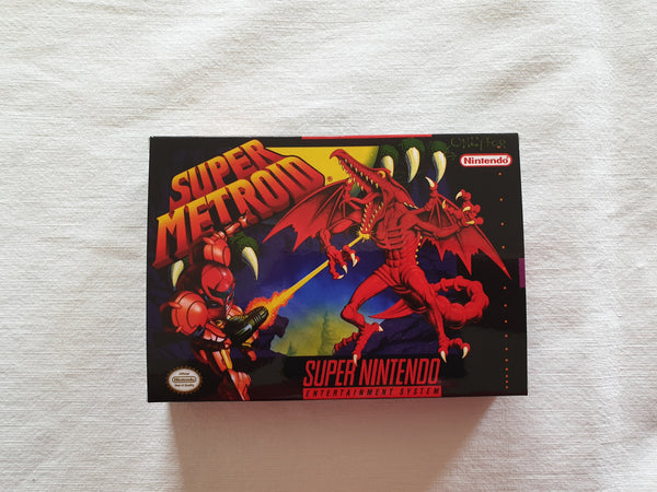 Super Metroid SNES Reproduction Box With Manual - Top Quality Print And Material