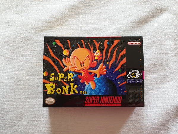 Super Bonk SNES Reproduction Box With Manual - Top Quality Print And Material