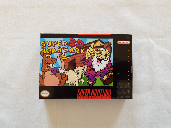 Super 3D Noahs Ark SNES Reproduction Box With Manual - Top Quality Print And Material