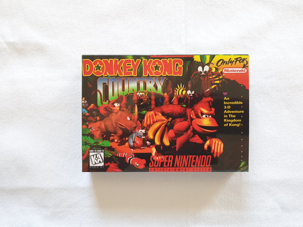 Donkey Kong Country SNES Reproduction Box With Manual - Top Quality Print And Material