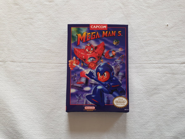 Mega Man 5 NES Entertainment System Reproduction Box And Manual