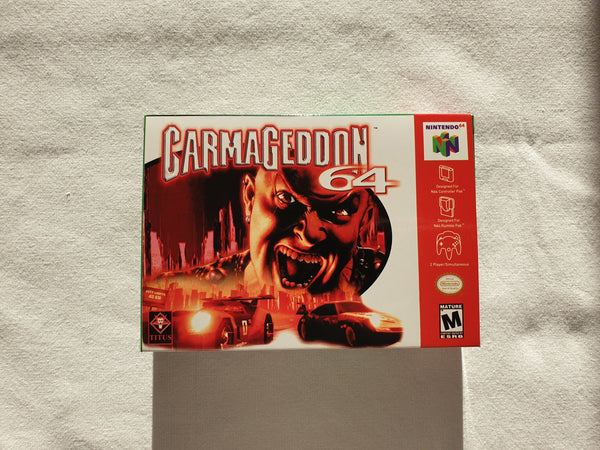 Carmageddon 64 N64 Reproduction Box With Manual - Top Quality Print And Material