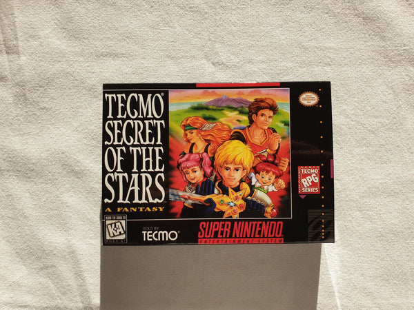 Tecmo Secret of The Stars SNES Reproduction Box With Manual - Top Quality Print And Material