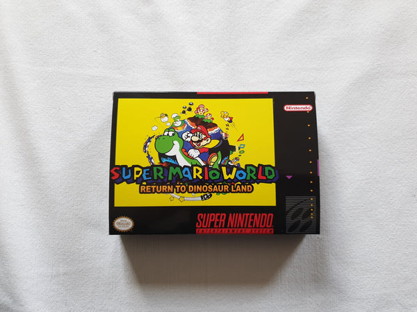 Super Mario World Return To Dinosaur Land SNES Reproduction Box With Manual - Top Quality Print And Material