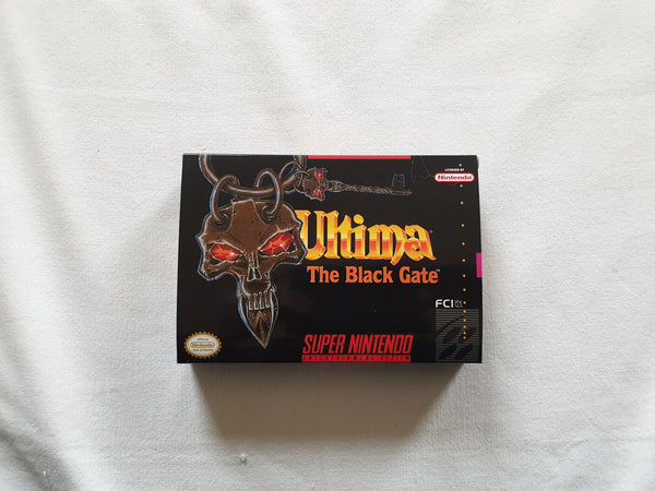Ultima The Black Gate SNES Reproduction Box With Manual - Top Quality Print And Material