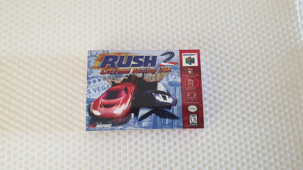 Rush 2 Extreme Racing N64 Reproduction Box With Manual - Top Quality Print And Material