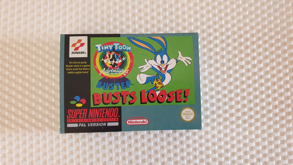Buster Busts Loose SNES Super NES Reproduction Box With Manual - Top Quality Print And Material