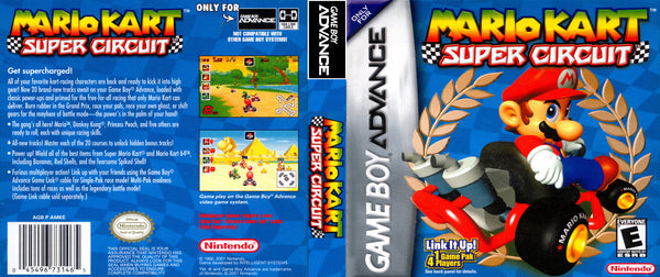 Mario Kart Super Circuit Gameboy Advance GBA Reproduction Box And Manual