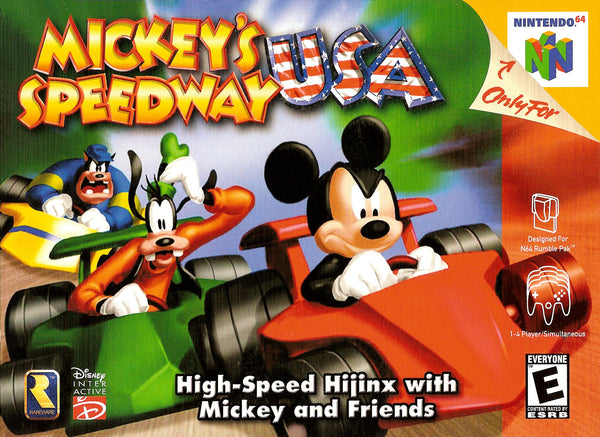 Mickeys Speedway USA N64 Reproduction Box With Manual - Top Quality Print And Material